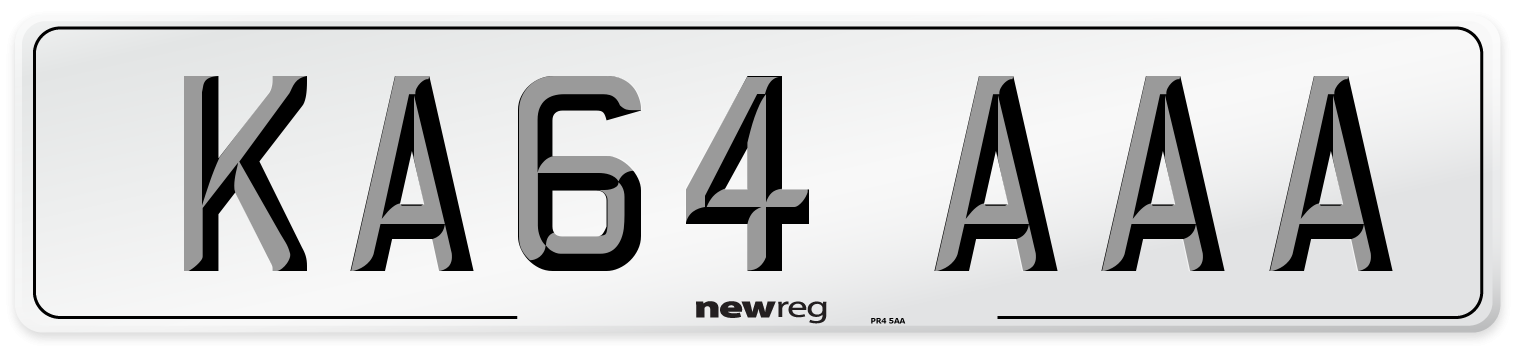 KA64 AAA Number Plate from New Reg